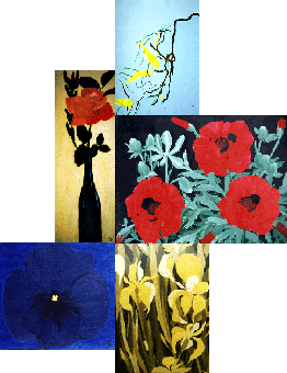 Blumenbilder, Acryl/Tempera
